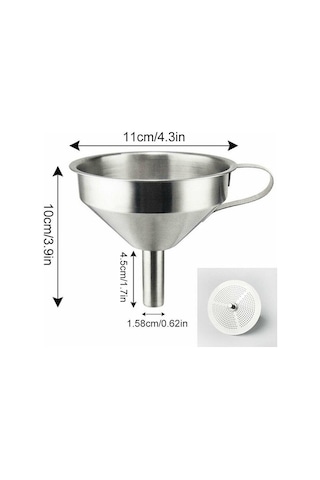 Filtreli Paslanmaz Çelik Huni – 110 Mm - 1 Adet/Paket