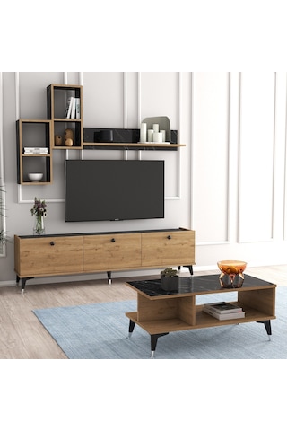 Moxen Mts2 Mira Duvar Raflı Tv Ünitesi Ve Orta Sehpa