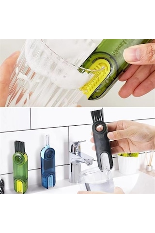 Buffer 3 Fonksiyonlu Pratik Şişe Temizleme Fırçası Mutfak Banyo Araç İçin Çok Amaçlı Fırça Çok Renkli