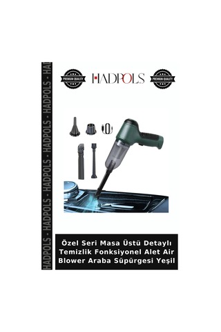 Özel Seri Masa Üstü Detaylı Temizlik Fonksiyonel Alet Air Blower Araba Süpürgesi Yeşil