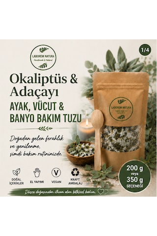 Laborem Natura Okaliptüs & Adaçayı Çok Amaçlı Banyo, Ayak Ve Vücut Tuzu Mineralli Rahatlatıcı Bakım Tuzu 350 Gr