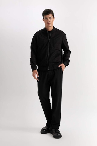 Defacto Slim Fit Dar Kesim Süet Kolej Yaka Fermuarlı Çift Cepli Mevsimlik Baharlık Bomber Mont Ceket A3866AX Siyah