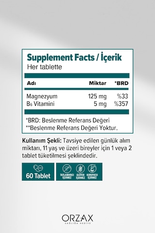 Ocean Magnezyum Complex Bisglisinat - Malat - Sitrat - Taurat & B6 P5p Vitamini 60 Tablet