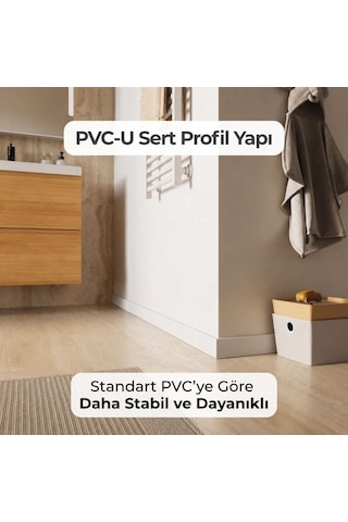 Sempla Suya Dayanıklı Pvc Süpürgelik 8 Cm - Beyaz - Smp701 - 2.40 M