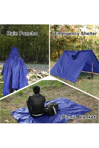 Xindoker Outdoor Yağmurluk - Geniş Önlük, Su Geçirmez, Çanta İle Taşınabilir, Piknik Battaniyesi Ve Güneş Barınımı Olarak Kullanılabilir - Mavi