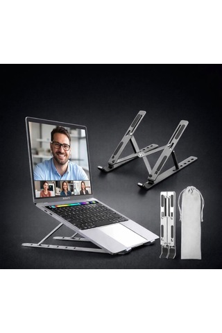 Ayarlanabilir Ve Katlanabilir Laptop Tablet Standı Kademeli Yükseklik Ayarı Kaymaz Taşınabilir Stand