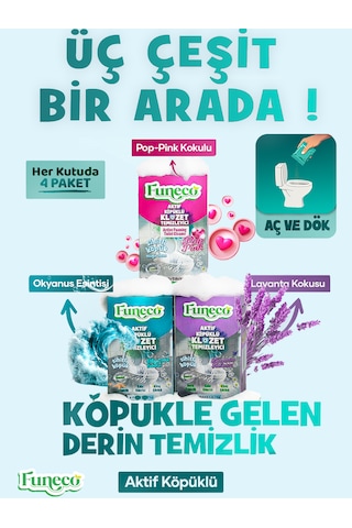 Klozet Wc Temizleyici Set, Her Kutuda 4 Paket, Lavanta, Okyanus, Pop Pink