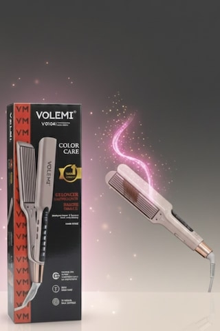 Volemı V-0104 Saç Tost Model Yapıcı Color Care Hızlı Isınma, Dijital Led Ekran, Parlak Ve Pürüzsüz Saçlar
