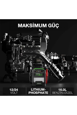 Lokithor J10000hd 12v/24v 10.000amp Lifepo4 Akıllı Akü Takviye + Powerbank + Led Lamba
