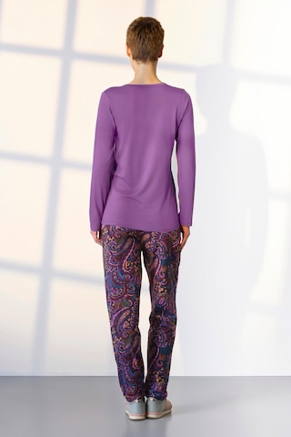 Doreanse Kadın Mor Desenli Düğme Yaka T-shirt Pijama Takımı 25k4039-standart Mor