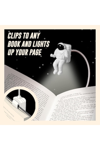 If Spaceman Astronot Figürlü 2 Led'li Klipsli Kitap Okuma Lambası Beyaz