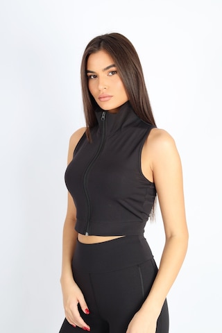 Soft&Basic Kadın Boydan Fermuarlı Siyah Günlük Spor Rahat Bralet Siyah