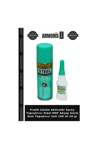Pratik Çözüm Aktivatör Sprey Yapııştırıcı Steel Mdf Ahşap Güçlü Hızlı Yapıştırıcı Seti 100 Ml 20 Gr