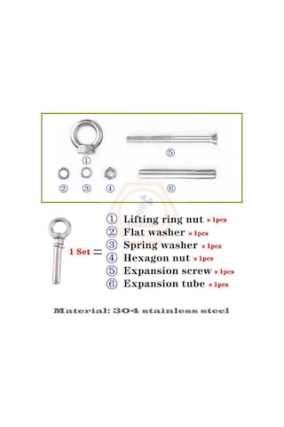 2set M12 190mm 304 Paslanmaz Çelik Kaldırma Halkası Genişletme Vidaları M18 x 180