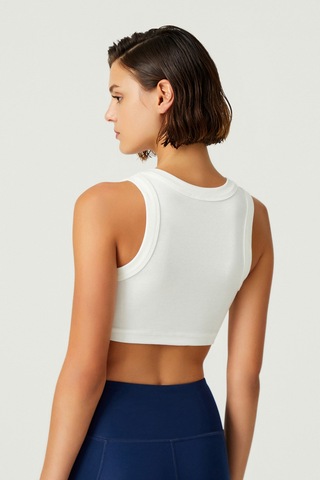 Los Ojos X Melodi Ekru Pamuklu Kalın Askılı Crop Top Tank Ekru