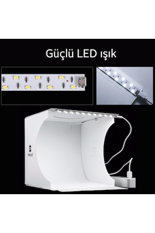 YENİLZD PULUZ 2x20 LED Işıklı 6 Fonlu Fotoğraf Çekim Çadırı 20x20 cm