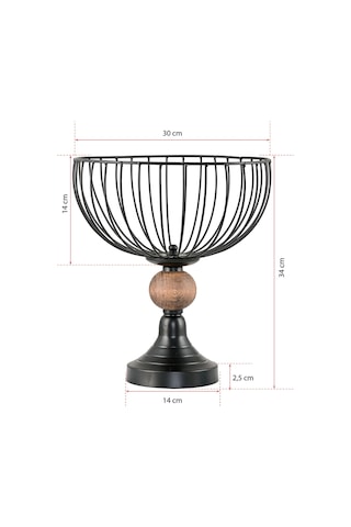 Metal Tel Meyvelik Siyah-ahşap Detaylı