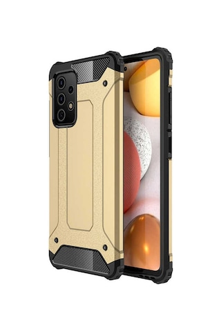 Noktaks - Samsung Galaxy Uyumlu A52 / A52s - Kılıf Çift Katman Zırh Tank Crash Military Kapak - Gold