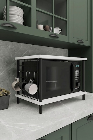 Çok Amaçlı Mikrodalga Dolabı Beyaz Tezgah Üstü Düzenleyici, Raflı Fırın Standı Beyaz