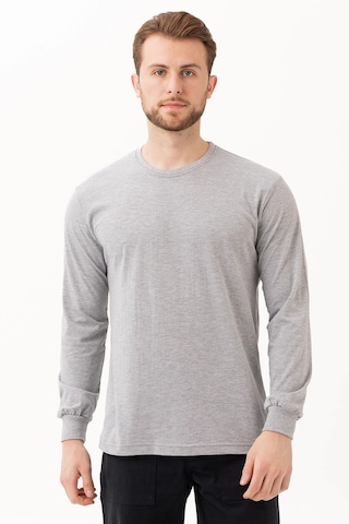 Gaura Gri Uzun Kollu Basic T-shirt Gri Melanj