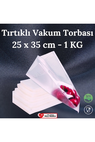 Tırtıklı Vakum Makinesi Poşeti- Torbası 1 Kilo - 25 X 35 Cm