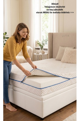 Artex Cotton Premium Fermuarlı Yatak Kılıfı 150x200 Koruyucusu %100 Pamuklu Kılıf Kapitone Tek Kişilik Çift Kişilik Beyaz