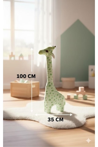 Zürafa Peluş Oyuncak Oyun Arkadaşım Yastık 100 Cm Yeşil