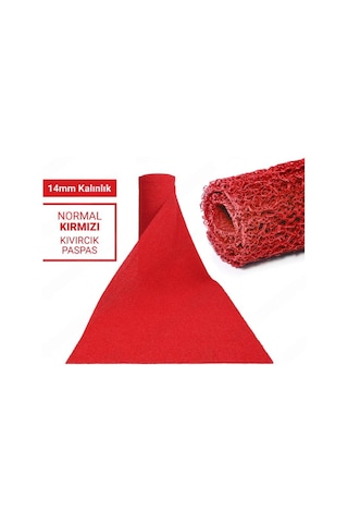 100x500cm Kırmızı Kıvırcık Paspas-halı Kaymaz Yolluk Lidya 14mm Kırmızı