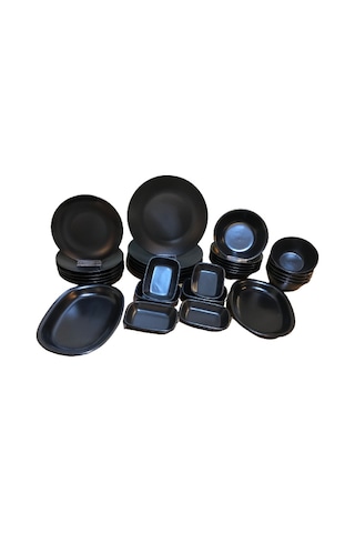 Keramika Mat Siyah 32 Parça 6 Kişilik Yemek Kahvaltı Takımı