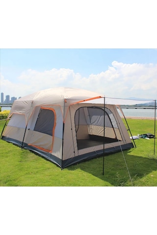 Efsane Kamp - Aile Boyu Büyük Kamp Çadırı 2 Oda 1 Salon - 12 Kişi Bej