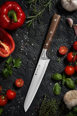 Wood Serisi Ceviz Sap Doğrama Mutfak Şef Bıçağı Et Ekmek Sebze Salata Şef Bıçak Lzg-102x