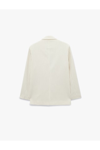 Koton Cepli Uzun Kollu Kruvaze Çizgili Blazer Ceket Bej Çizgili 7wak50013uw Ekru