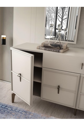 Ay Işığı Çekmeceli Dolaplı Aynasız Büfe Konsol 180x47x82cm Kum Beji