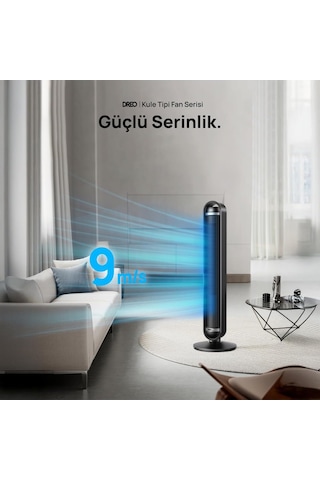 Dreo Cruiser Tf611s Sessiz Kule Tipi Vantilatör Wifi Kumandalı 9 Hızlı Siyah