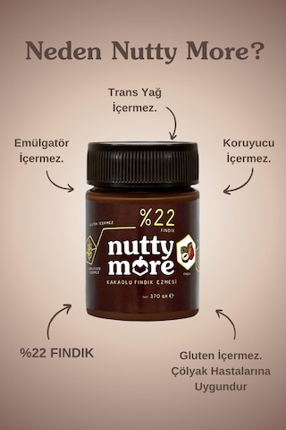 Nutty More %22 Kakaolu Fındık Ezmesi 370 Gr X 2 Adet