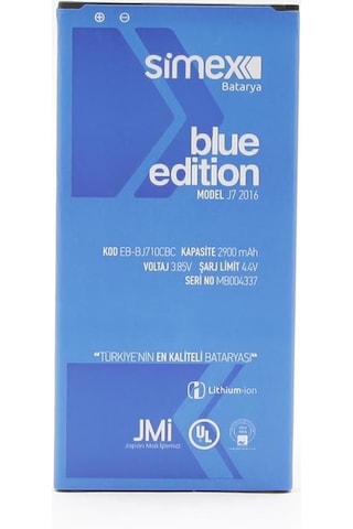 Simex Galaxy J7 2016 İle Uyumlu Eb-bj710cbc Sbt-03 Batarya Blue Edition