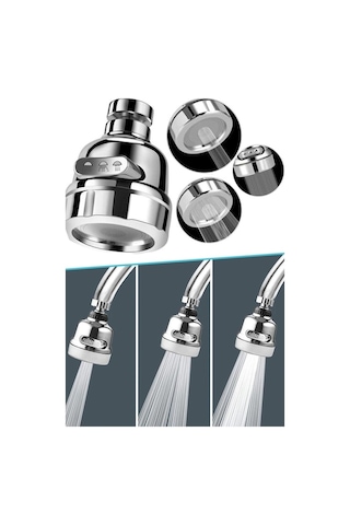 Çankaya Krom 3 Fonksiyonlu Mutfak Lavabo Başlığı 360 Derece Döner Musluk Ucu Kireç Tutmaz 1 Adet Krom