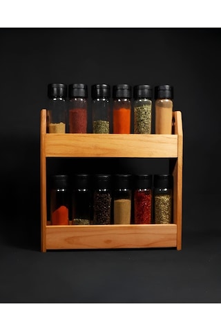 Chef Taste Cansas 12'li Baharatlık Takımı Ahşap Standlı Ahşap - Beyaz
