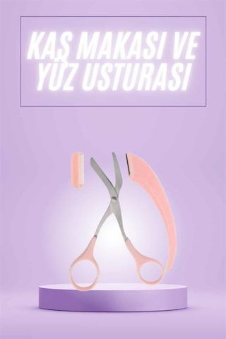 Gld-spt- Taraklı Kaş Makası Ve Ustura Seti Kaş Düzeltme Makası Kaş Bıyık Alma Aleti