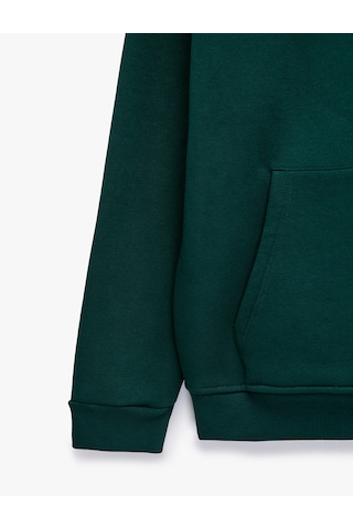 Koton Uzun Kollu Şardonlu Cepli Oversize Kapüşonlu Sweatshirt Yeşil 7wam70060mk