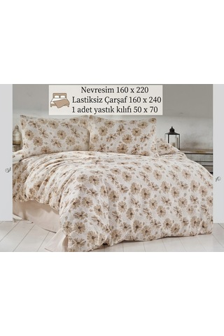 Livoras Home Tek Kişilik Nevresim Takımı Nevresim 160 X 220 Çarşaf 160 X 240 Yastık Kılıfı 50 X 70cm Kahve