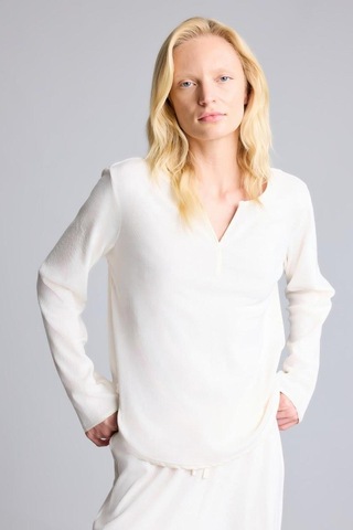 Defacto Regular Fit V Yaka Uzun Kollu Velur Pijama Takımı A3356ax26auer134 Ekru-er134