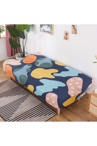 Geeksen Yaygın Polyester Baskılı Tekstil, Kaymazsız, Makine Yıkama Uyumlu, Kollü Olmayan Koltuk Yatağı Koruyucu Örtüsü 160-190cm Uzunluk Çok Renkli
