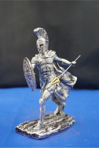 Mitolojik Tasarım Achilles Aşil - Ev Ofis Dekoratif Hediyelik Aksesuar 28 Cm Gümüş