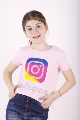 Toontoy Kids Toontoy Kız Çocuk Instagram Baskılı Tişört Açık Pembe