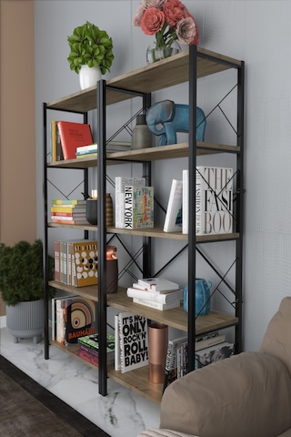 Morpanya Blue Metal Kitaplık 5 Raflı Çok Amaçlı Dosya Kitap Rafı Ofis Salo 001