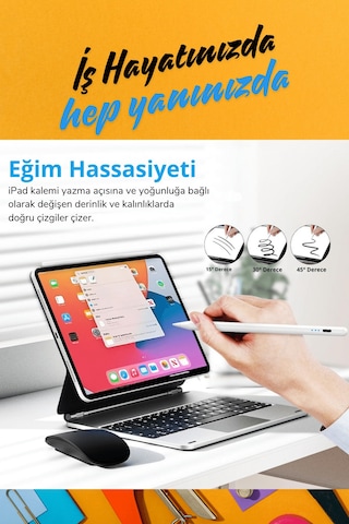 Apple Uyumlu iPad Air 11 İnç 6. Nesil M2 Çip Avuçiçi Red Ve Eğim Özellikli Şarj Göstergeli Tablet Kalemi