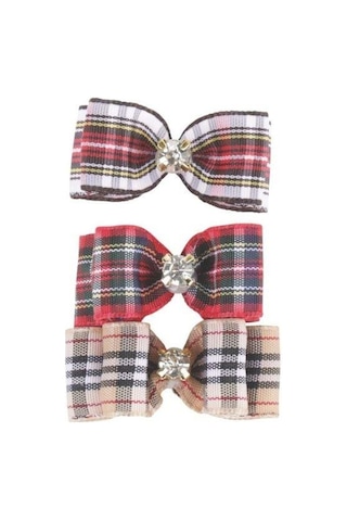 M-pets Glam Kareli Fiyonklu Kedi Ve Köpekler İçin Aksesuar Toka Kırmızı Mor