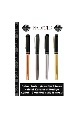 Delux Serisi Masa Üstü İmza Kalemi Kurumsal Hediye Roller Tükenmez Kalem Gold Altın
