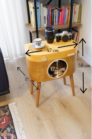 Dekoratif Fotoğraf Makinesi Ahşap Sehpa Köşe Sehpa